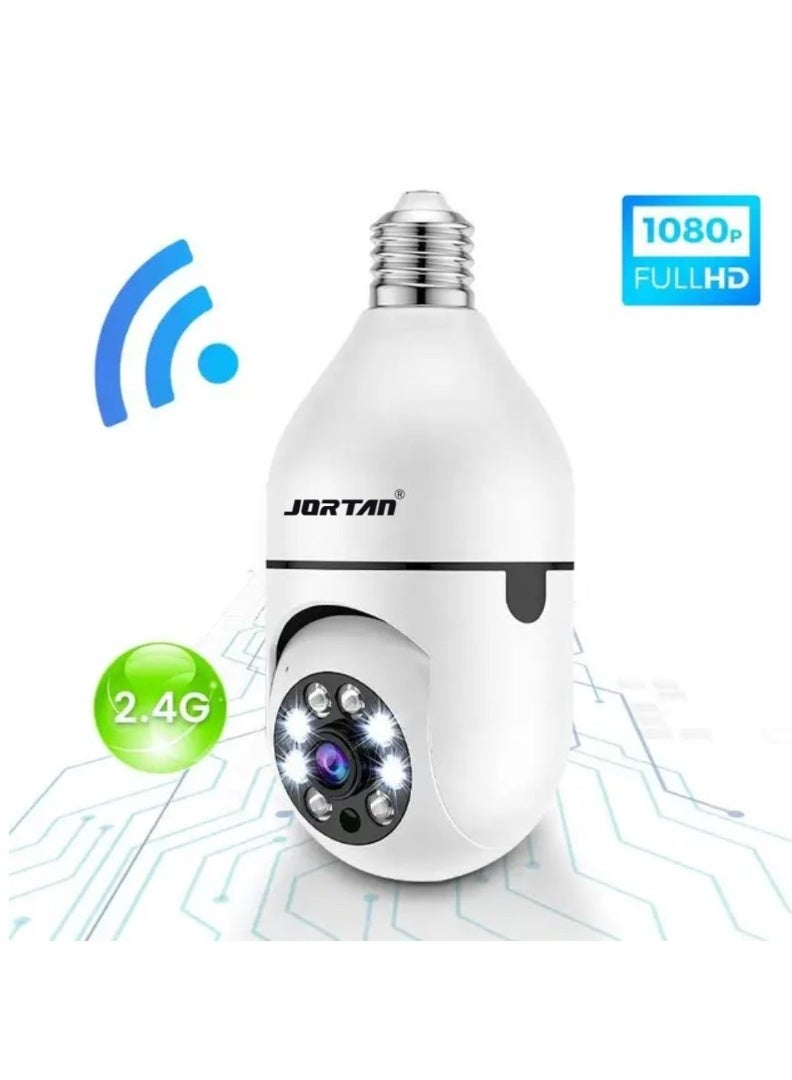 جورتان كاميرا Jortan E27 بمصباح كهربائي بدقة 2 ميجابكسل، رؤية ليلية ملونة، كشف الحركة، تتبع الحركة، محادثة ثنائية الاتجاه، فلاش مدمج، صورة عالية الدقة، تحكم PTZ - Image 1