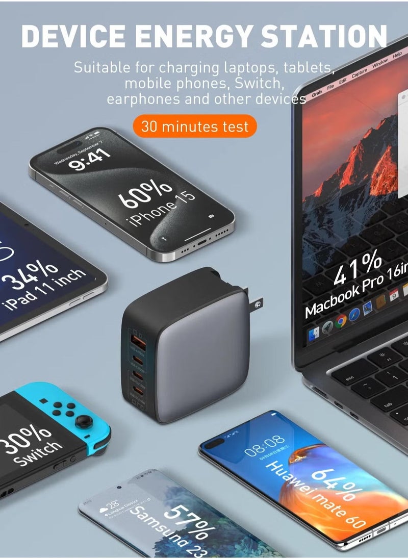 ELTRAZONE شاحن فائق السرعة Q408 بقوة 100 واط – قابس أمريكي/بريطاني/أوروبي، 1 USB و3 Type-C، شاحن حائط متعدد الأجهزة، شاحن هاتف محمول فائق السرعة للهواتف الذكية، أجهزة الكمبيوتر المحمولة والمزيد - Image 5