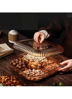 Tradeo Square Snack Serving Tray with Lid - Divided Serving Dishes Round Appetizer Platter - Removable Dried Fruit Organizer Plate for Candy Crackers Chips for Parties.  - Image 3