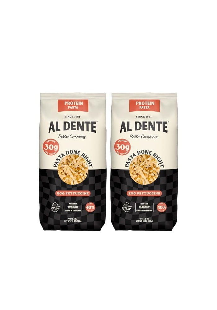 ALDENTE Al Dente Protein Pasta Egg Fettuccine  30g High Protein in 35oz Serving Lower Carb High Fiber CageFree Eggs  Semolina Previously CarbaNada Packaging May Vary  10oz Bags Pack of 2 - Image 1