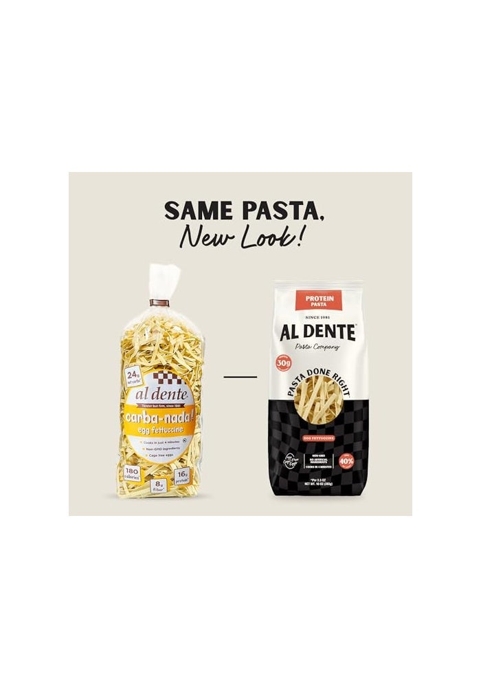 ALDENTE Al Dente Protein Pasta Egg Fettuccine  30g High Protein in 35oz Serving Lower Carb High Fiber CageFree Eggs  Semolina Previously CarbaNada Packaging May Vary  10oz Bags Pack of 2 - Image 5