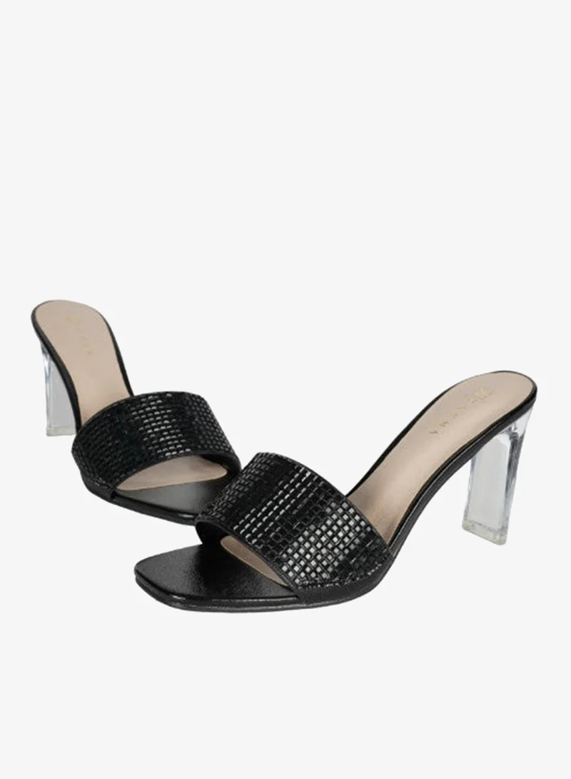 ZAYNA 221-128 Zayna Ladies  High Block Heel Slip on 18F9817-23 Black