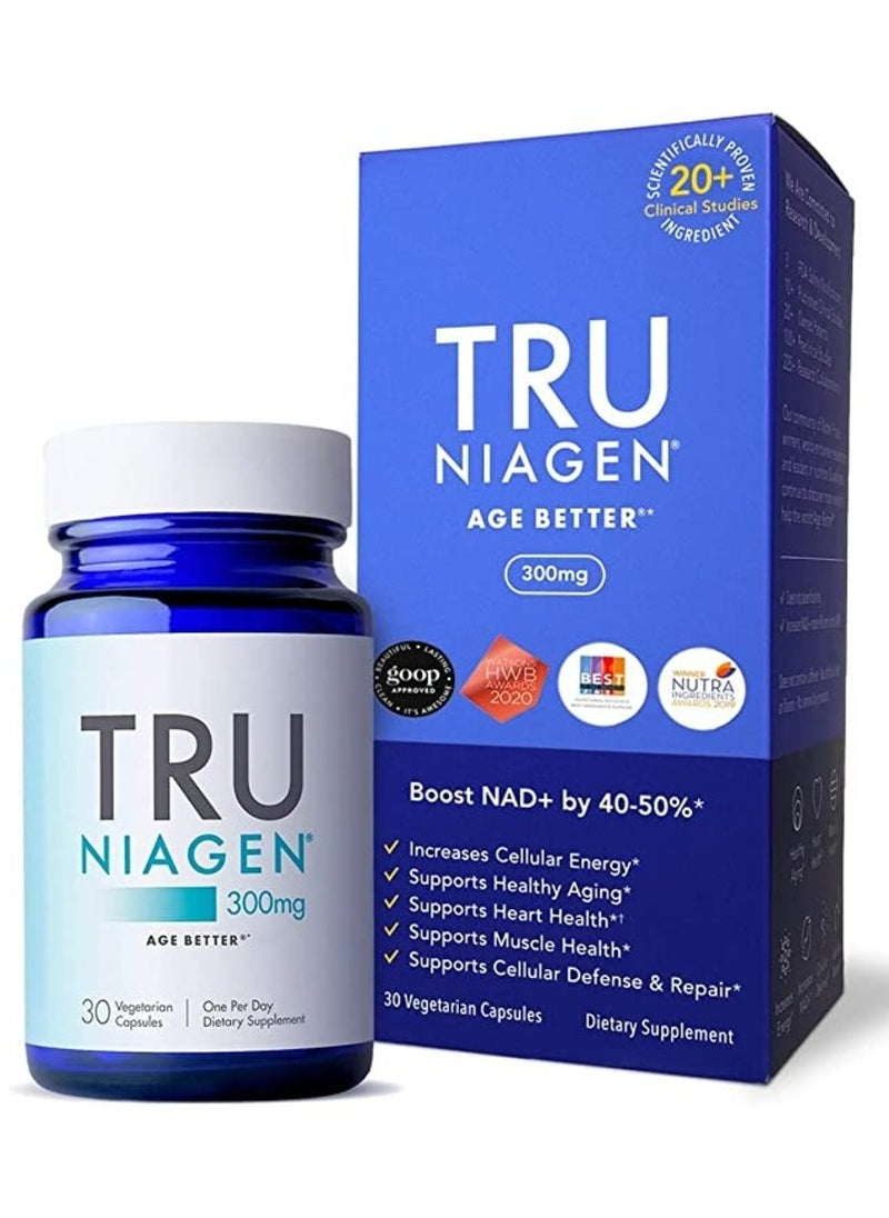 ترو نياجين - 30ct / 300mg الحائز على براءة اختراع NAD + مكمل معزز - أكثر كفاءة من NMN - نيكوتيناميد ريبوسيد لاستقلاب الطاقة الخلوية والإصلاح ، الحيوية ، صحة العضلات ، الشيخوخة الصحية - Image 1
