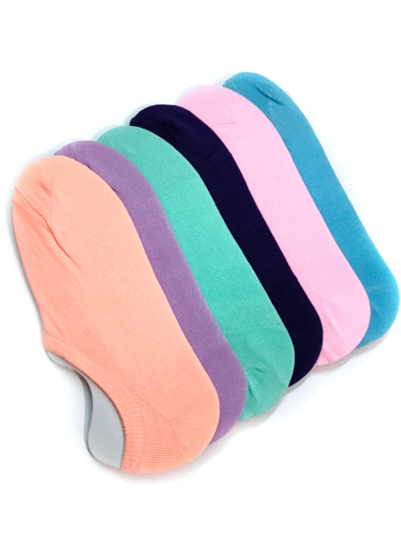 مجموعة من ست جوارب نسائية كاجوال خليط قطني قصيرة
