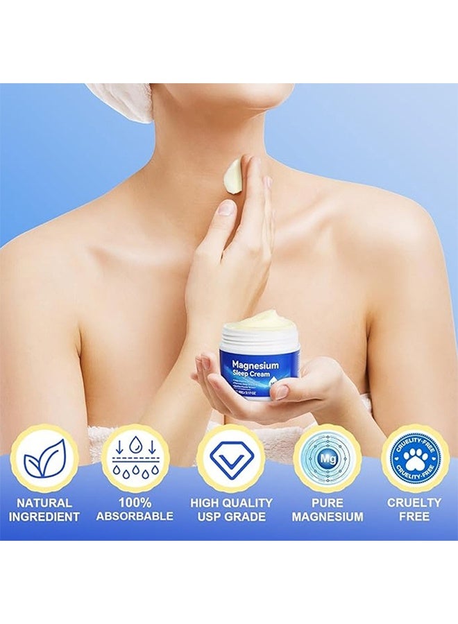 HaLunhi Magnesium Sleep Cream Pure Magnesium Body Cream 100% Pure Natural Magnesium Cream for Better Sleep Relief & Relaxation Relieve Muscle Tension Organic Magnesium Cream for Legs Arms Neck Wrist Thigh-90g - Image 2