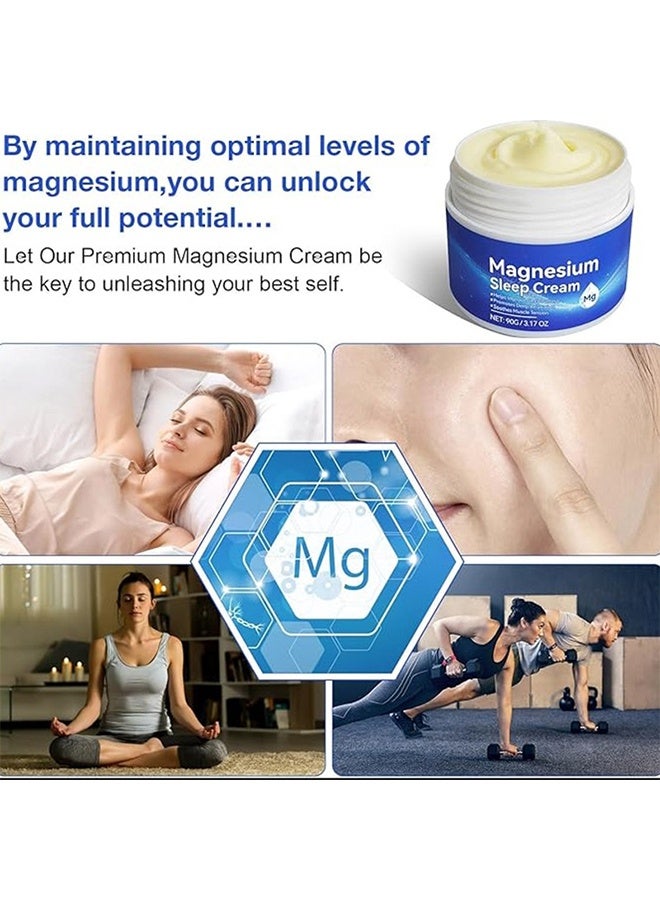 HaLunhi Magnesium Sleep Cream Pure Magnesium Body Cream 100% Pure Natural Magnesium Cream for Better Sleep Relief & Relaxation Relieve Muscle Tension Organic Magnesium Cream for Legs Arms Neck Wrist Thigh-90g - Image 4
