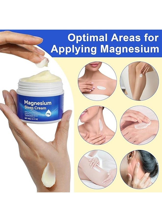 HaLunhi Magnesium Sleep Cream Pure Magnesium Body Cream 100% Pure Natural Magnesium Cream for Better Sleep Relief & Relaxation Relieve Muscle Tension Organic Magnesium Cream for Legs Arms Neck Wrist Thigh-90g - Image 3