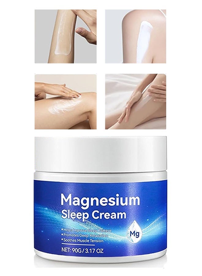 HaLunhi Magnesium Sleep Cream Pure Magnesium Body Cream 100% Pure Natural Magnesium Cream for Better Sleep Relief & Relaxation Relieve Muscle Tension Organic Magnesium Cream for Legs Arms Neck Wrist Thigh-90g - Image 1