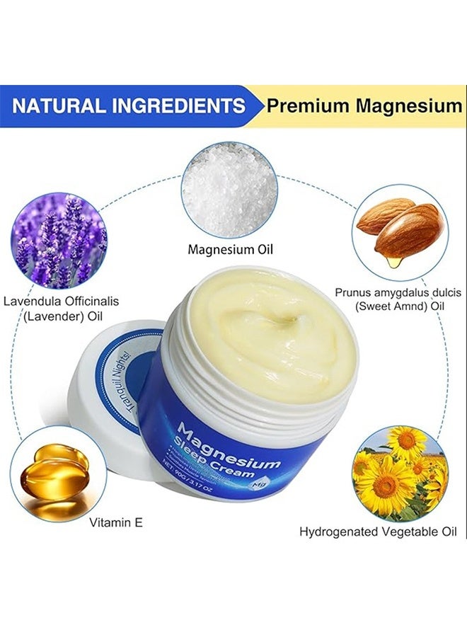 HaLunhi Magnesium Sleep Cream Pure Magnesium Body Cream 100% Pure Natural Magnesium Cream for Better Sleep Relief & Relaxation Relieve Muscle Tension Organic Magnesium Cream for Legs Arms Neck Wrist Thigh-90g - Image 5
