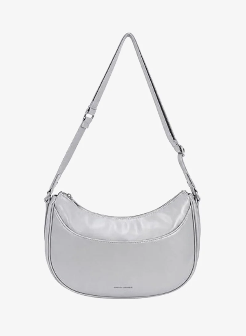 David Jones vegan leather made shoulder bag CM7821| moon leather bag with adjustable shoulder strap| chic elegant purse with external and internal pocket