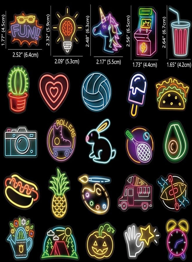 Jyu Daam 150 Pcs Cool Neon Sign Vinyl Stickers for Kids Teens Waterproof Water Bottle Stickers Pack for Laptop Phone Case Guitar Skateboard Helmet Bike Car Decals School Carnival Party Favors Supplies - Image 2