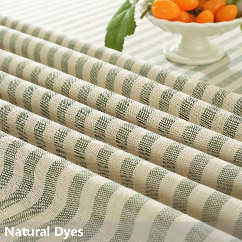 TruDelve Round Table Cloths 60 Inch Fits for Round Tables from 35" to 45" in Diameter, Green Striped Cloth Tablecloths (Green,60",Round) - Image 3