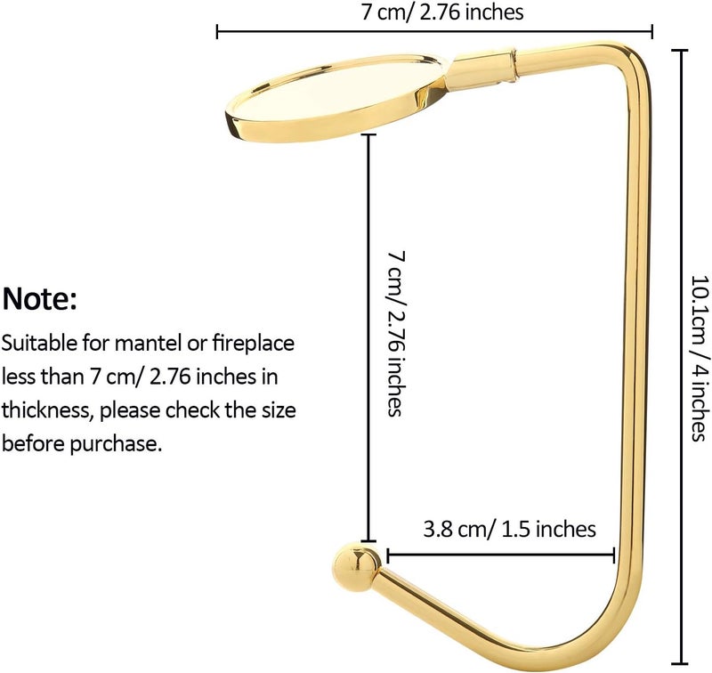 Sunshane 6 Pieces Christmas Stocking Holders Mantel Hooks Hanger Christmas Safety Hang Grip Stockings Clip for Christmas Party Decoration (Gold) - Image 2