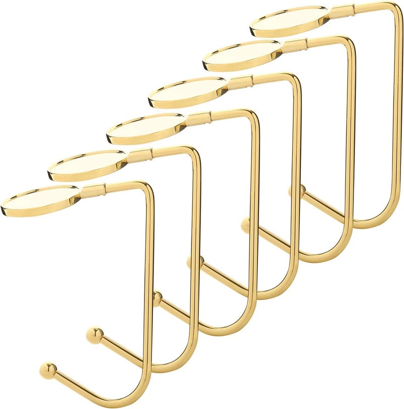 Sunshane 6 Pieces Christmas Stocking Holders Mantel Hooks Hanger Christmas Safety Hang Grip Stockings Clip for Christmas Party Decoration (Gold) - Image 1