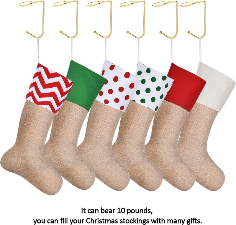 Sunshane 6 Pieces Christmas Stocking Holders Mantel Hooks Hanger Christmas Safety Hang Grip Stockings Clip for Christmas Party Decoration (Gold) - Image 5