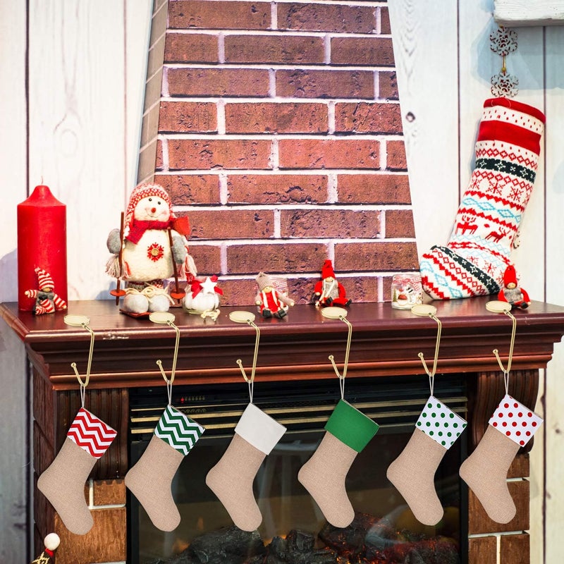 Sunshane 6 Pieces Christmas Stocking Holders Mantel Hooks Hanger Christmas Safety Hang Grip Stockings Clip for Christmas Party Decoration (Gold) - Image 3