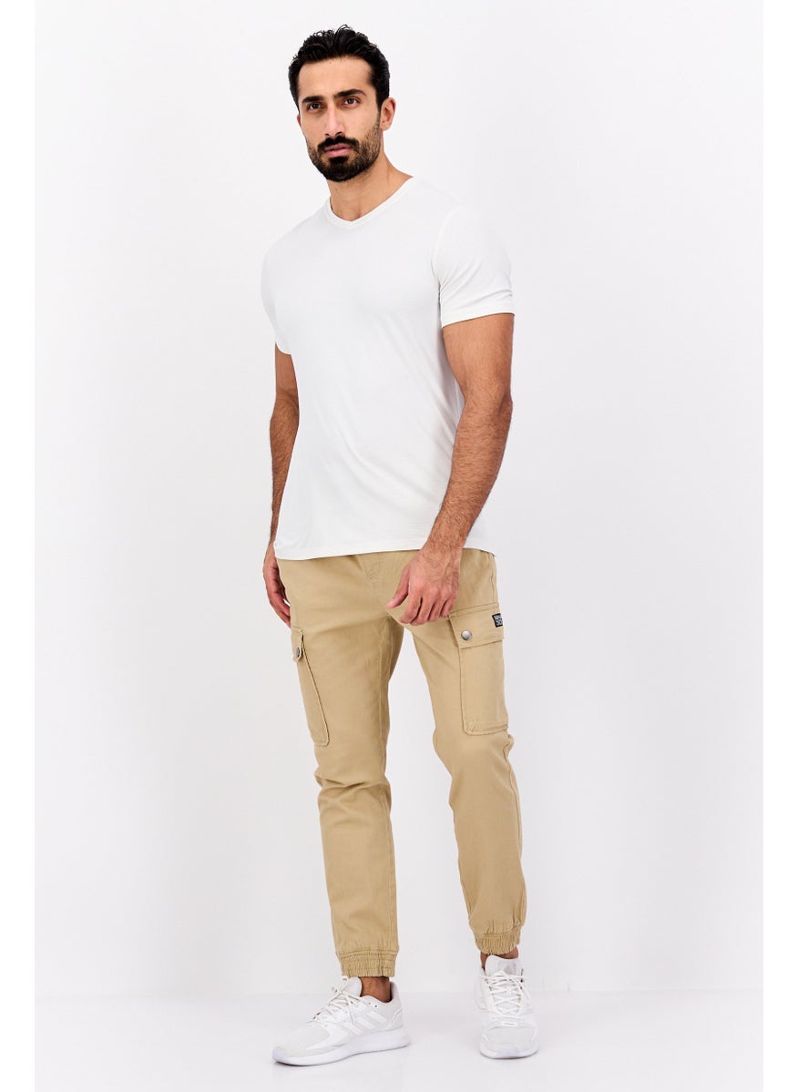 Modern Culture Men Regular Fit Drawstring Textured Cargo Pants, Khaki  - Image 4