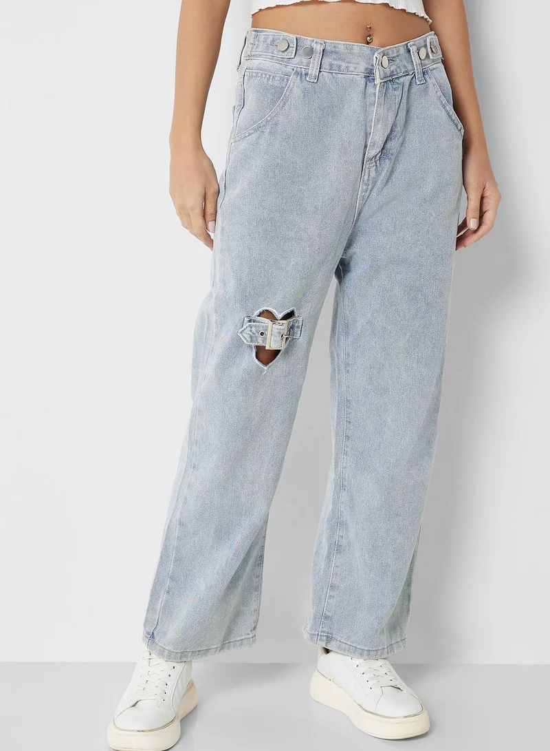 Ginger Heart Cutout Detail High Waist Jeans