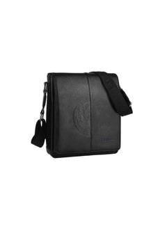 Versace Black Leather Lithario Crossbody Bag for Men - Stylish and Functional Shoulder Bag with Multiple Pockets, Ideal for Everyday Use and Travel