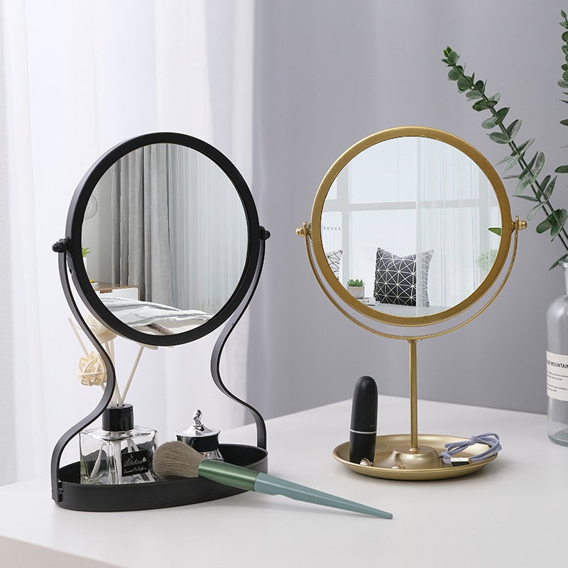 Make-Up Mirror Nordic Ins Metal Dressing Mirror Creative Lipstick Jewelry Storage Student Dormitory Multifunctional Storage Box - Image 5