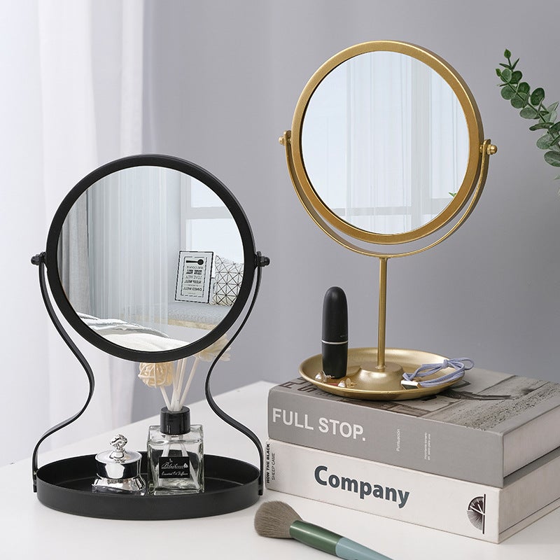 Make-Up Mirror Nordic Ins Metal Dressing Mirror Creative Lipstick Jewelry Storage Student Dormitory Multifunctional Storage Box - Image 3
