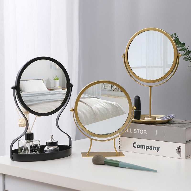 Make-Up Mirror Nordic Ins Metal Dressing Mirror Creative Lipstick Jewelry Storage Student Dormitory Multifunctional Storage Box - Image 4