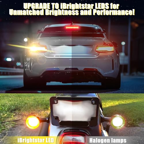 iBrightstar 3157 LED Bulb Amber, 3157a LED Turn Signal Bulbs Super Bright for Rear Front Blinker Lights and Turn Signal Lights, 2 Pack - Image 3