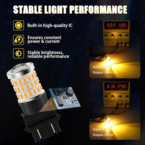 iBrightstar 3157 LED Bulb Amber, 3157a LED Turn Signal Bulbs Super Bright for Rear Front Blinker Lights and Turn Signal Lights, 2 Pack - Image 4