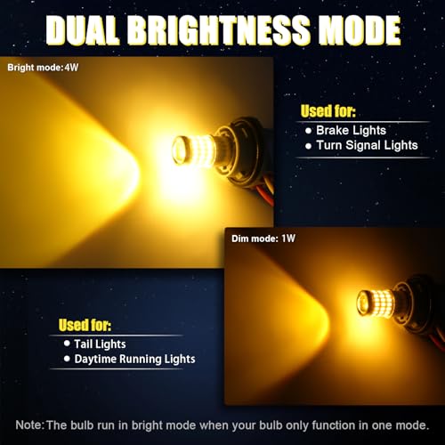 iBrightstar 3157 LED Bulb Amber, 3157a LED Turn Signal Bulbs Super Bright for Rear Front Blinker Lights and Turn Signal Lights, 2 Pack - Image 5
