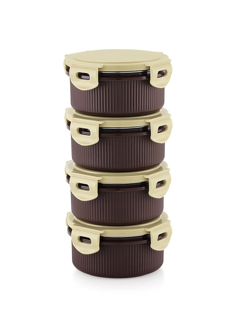 Liza Liza Hot Fresh Airtight Leakproof Inner Steel 4 Container Lunch Box with Bag, BPA Free, Easy to Carry Lunch Box (Set of 4 Lunch Boxes) for Office Men & Women (Beige) - Image 4