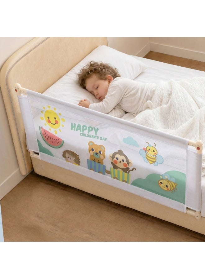 Toddler Bed Safety Rail Guard 150cm Adjustable Bedside Safety Barrier for Kids & Babies with Breathable Mesh and Secure Lock System - Image 1