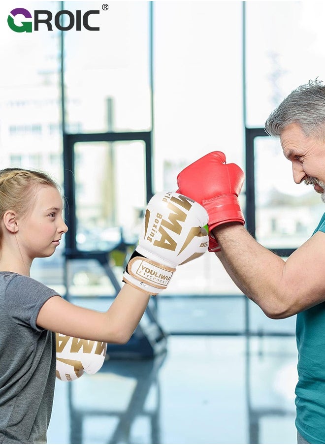 GROIC 1 Pair Kids Boxing Gloves for 6-12 Years, 6 Oz Training MMA Kickboxing Punching Gloves for Training, Punching Bag, Muay Thai, MMA Gift for Boys Girls  - Image 3