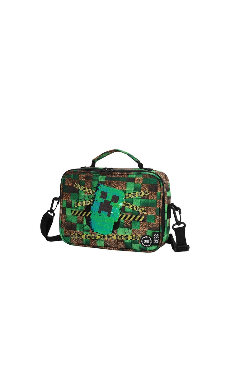 CUBS Classic Lunch Bag With Shoulder Strap Mine craft Sequin - Image 2