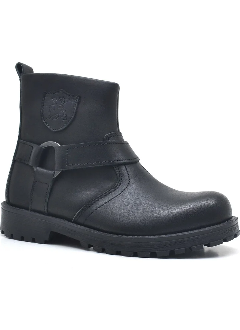 Raker Chiron Leather Black Zipper Kids Boots