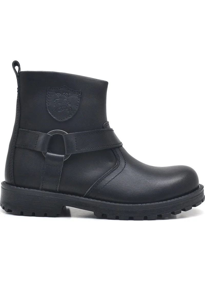 Raker Chiron Leather Black Zipper Kids Boots