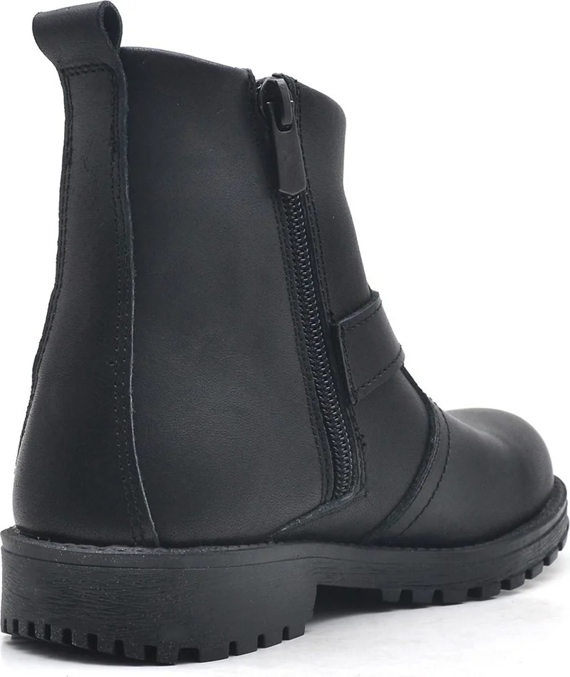راكر Chiron Leather Black Zipper Kids Boots