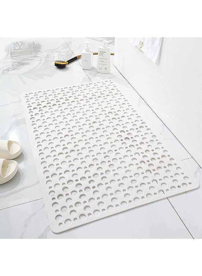 Raxoom Bath Mat, Soft TPE Shower Mat with Suction Cups and Drain Holes, Bathroom Anti-Slip Mat for Shower, Bathtub (90 * 60cm, White) - Image 1