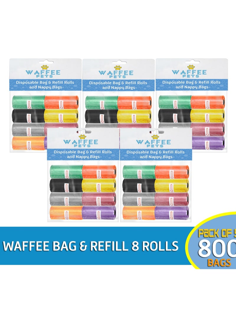 Waffee Waffee Bag and Refill 8 Rolls Pack of 5-800 Bags, Baby Nappy bag  - Image 2