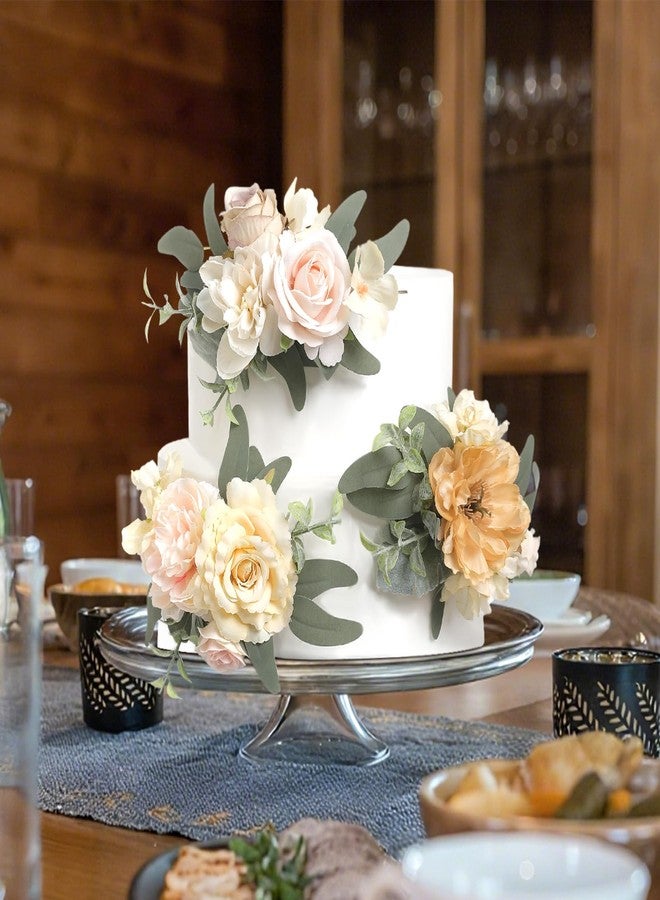 Serra Flora 3Pcs Pre-made Cake Topper Cake Decorating Flowers for Wedding Cake Decorating Flowers Decor Christening Birthday Baptism Baby Shower Party Cake Topper Flower Arrangements. - Image 3