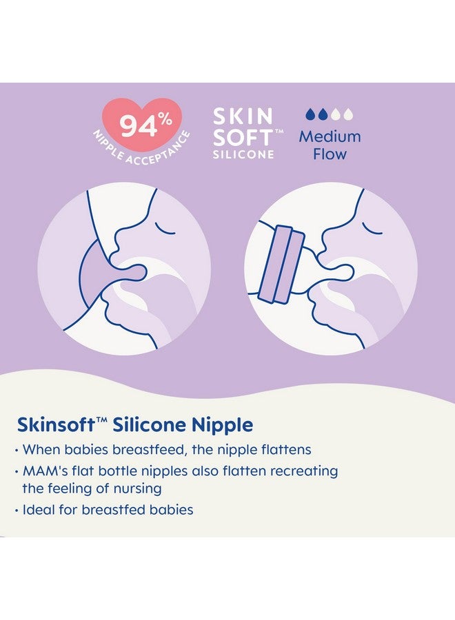 مام زجاجات مام ٩ أونصة سهلة الاستخدام مضادة للمغص، تدفق متوسط مع حلمة إضافية سريعة التدفق، مصنوعة من السيليكون المشابه للرضاعة الطبيعية، تقلل المغص والغازات، سهلة التنظيف، خالية من مادة BPA، مناسبة للأطفال من عمر شهرين فما فوق - Image 5