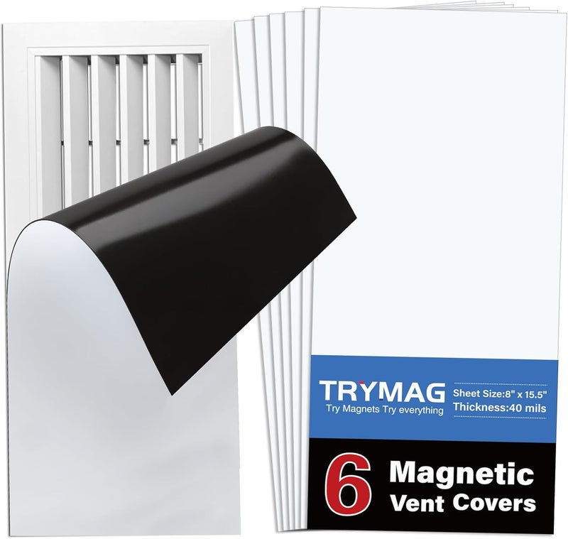 TRYMAG Strong Magnetic Vent Covers 8"x15", 6 Pack for Home HVAC and AC Vents - Image 1