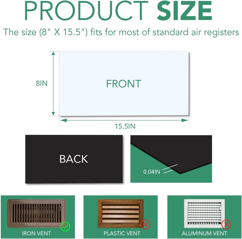 TRYMAG Strong Magnetic Vent Covers 8"x15", 6 Pack for Home HVAC and AC Vents - Image 2