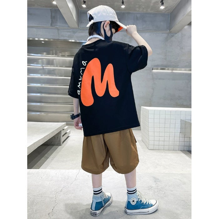 Boys' Short-sleeved T-shirt 2025 Summer New Style Baby Cotton Half-sleeved Korean Style Trendy Children's Cartoon Top - Image 1