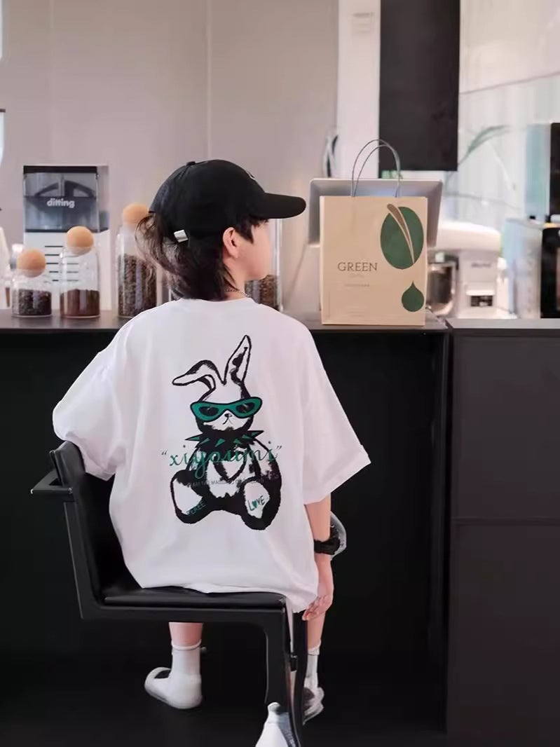 Boys' Short-sleeved T-shirt 2025 Summer New Style Baby Cotton Half-sleeved Korean Style Trendy Children's Cartoon Top - Image 2