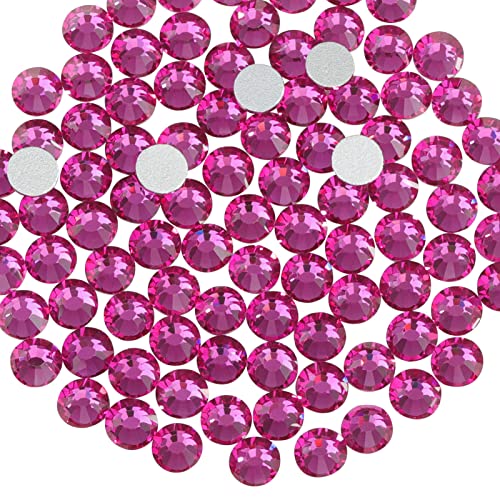 Beadsland 1440pcs Flat Back Crystal Rhinestones Round Gems for Nail Art and Craft Glue Fix, Fuchsia,SS20,4.6-4.8mm - Image 1