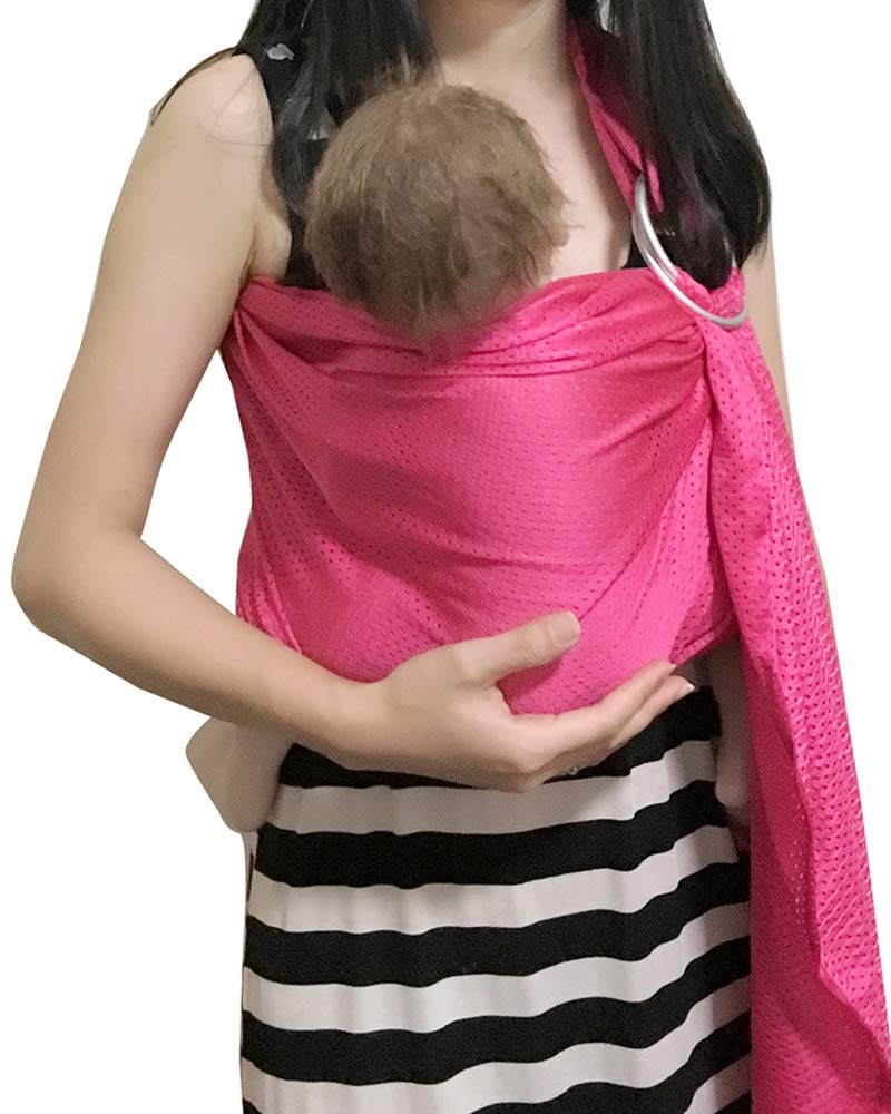 Vlokup Baby Water Ring Sling Carrier | Lightweight Breathable Mesh Baby Wrap for Infant, Newborn, Kids and Toddlers | Perfect for Summer, Swimming, Pool, Beach | Great for Dad Too Rose - Image 1