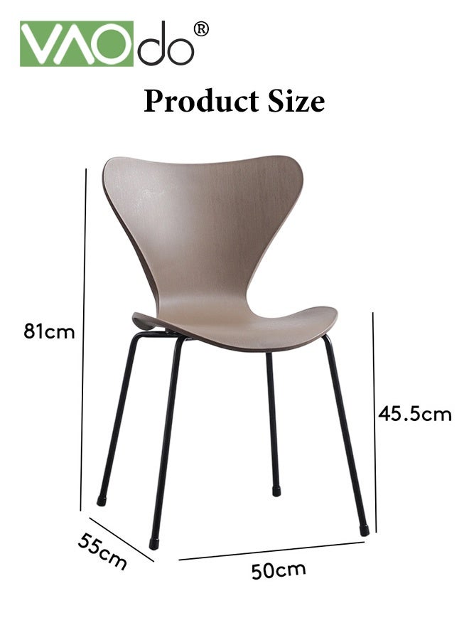فاو دو كرسي طعام، كرسي بدون مساند للذراعين بأرجل فولاذية، كراسي طعام حديثة للمطبخ، كرسي بلاستيكي للصالة للمطبخ وغرفة الطعام وغرفة المعيشة كراسي جانبية بنية اللون - Image 3