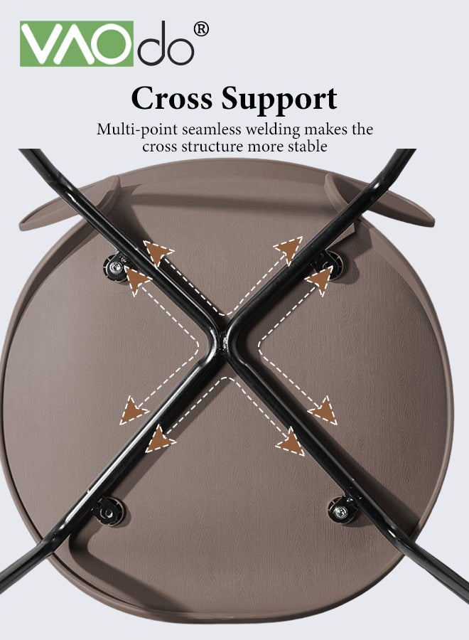 فاو دو كرسي طعام، كرسي بدون مساند للذراعين بأرجل فولاذية، كراسي طعام حديثة للمطبخ، كرسي بلاستيكي للصالة للمطبخ وغرفة الطعام وغرفة المعيشة كراسي جانبية بنية اللون - Image 4