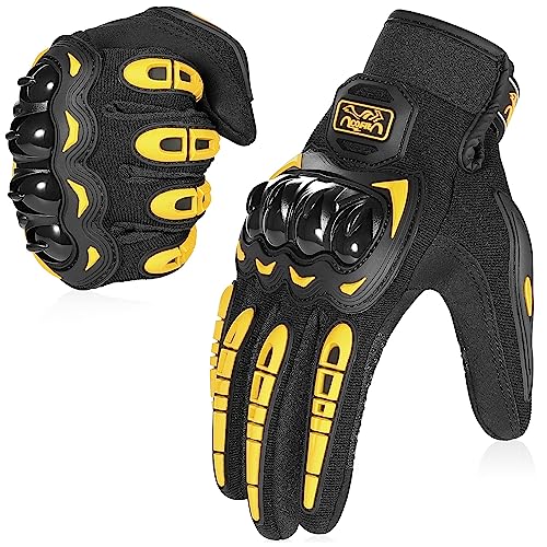 COFIT Motorcycle Gloves Breathable, Touchscreen Motorbike Gloves Anti-slip with Good Grip Hard Knuckles Protection for Men Women Motocross, BMX ATV MTB Cycling, Road Racing - Yellow XL - Image 1