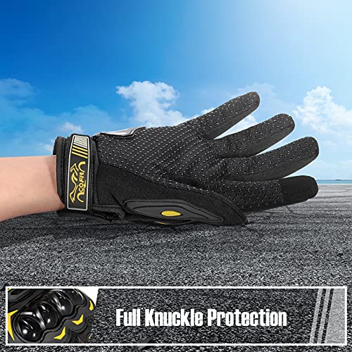COFIT Motorcycle Gloves Breathable, Touchscreen Motorbike Gloves Anti-slip with Good Grip Hard Knuckles Protection for Men Women Motocross, BMX ATV MTB Cycling, Road Racing - Yellow XL - Image 4